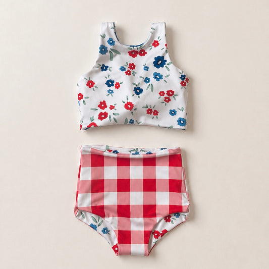 Red, White and Bloom | Reversible Swim Suit