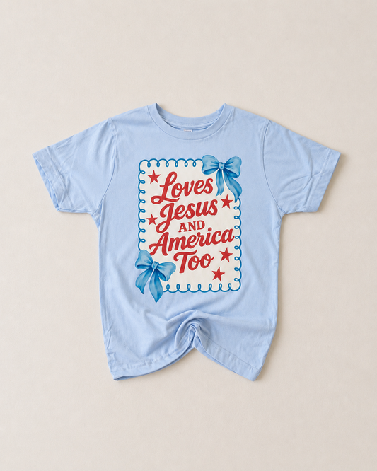 Loves Jesus and America Too Tee