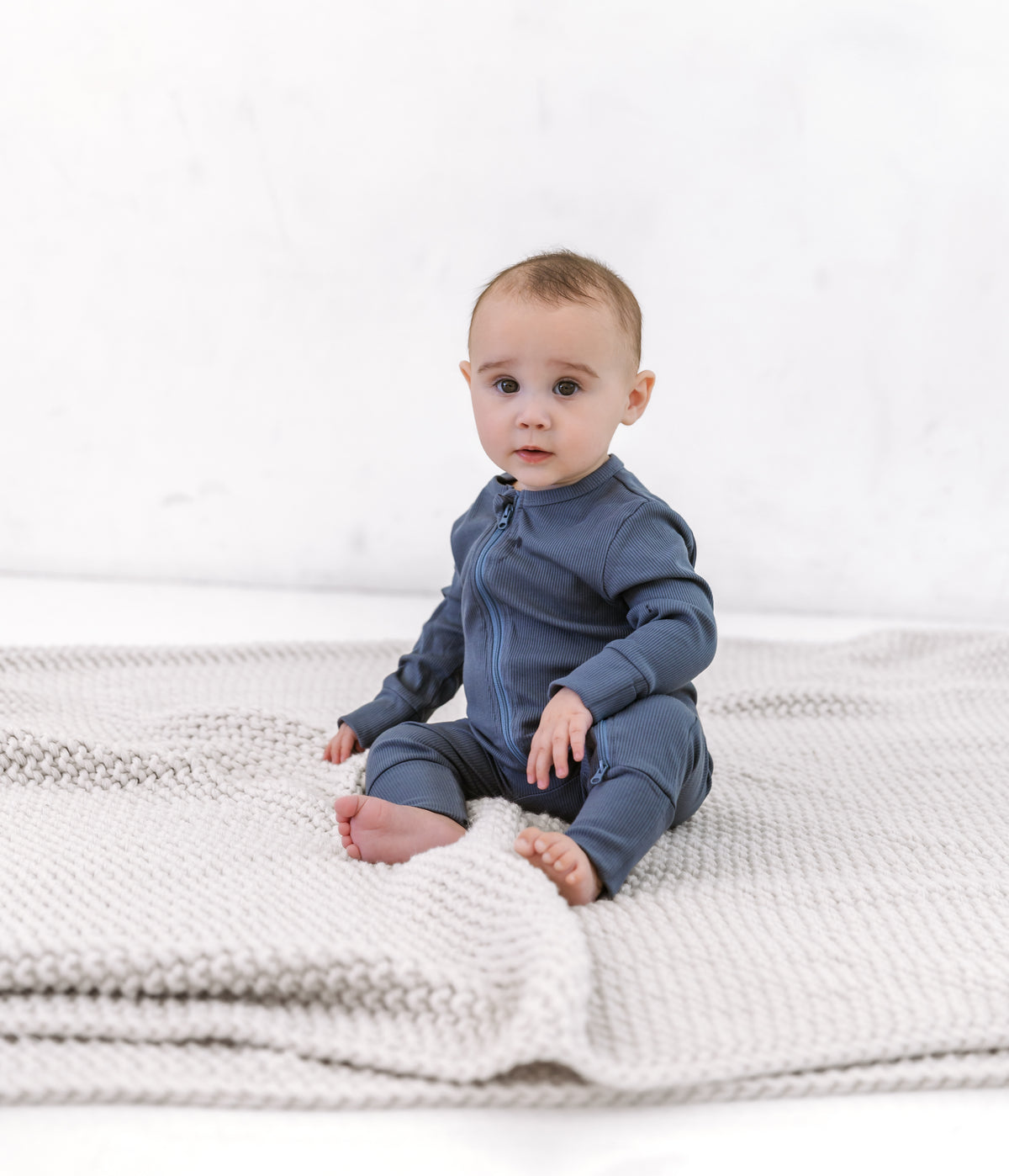 Bamboo Zip Romper | INDIGO (ribbed)