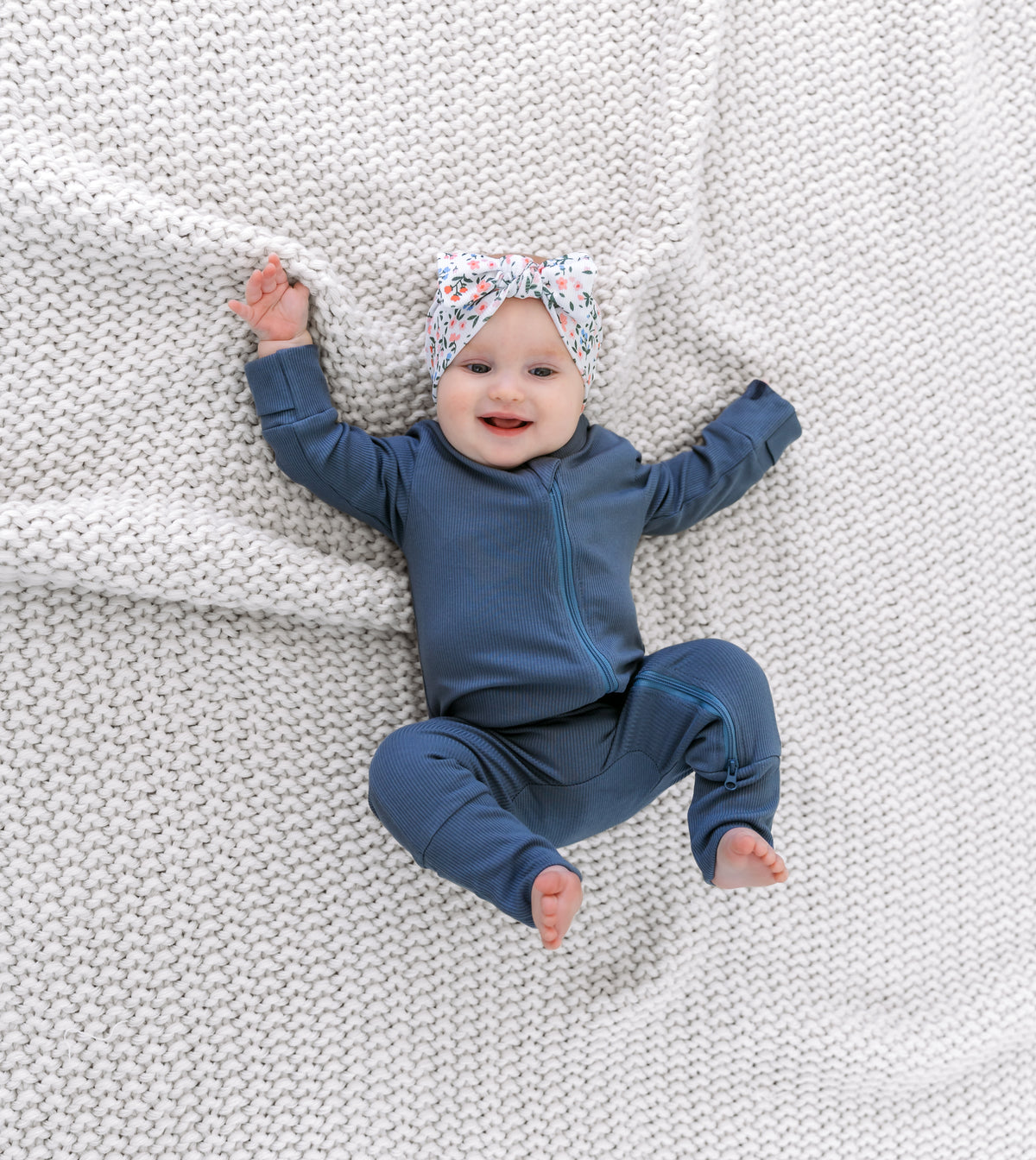 Bamboo Zip Romper | INDIGO (ribbed)